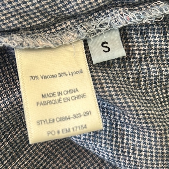 Anthropologie Cloth & Stone Blue Plaid Sleeveless Button Front Shirt Dress - S - Picture 10 of 12